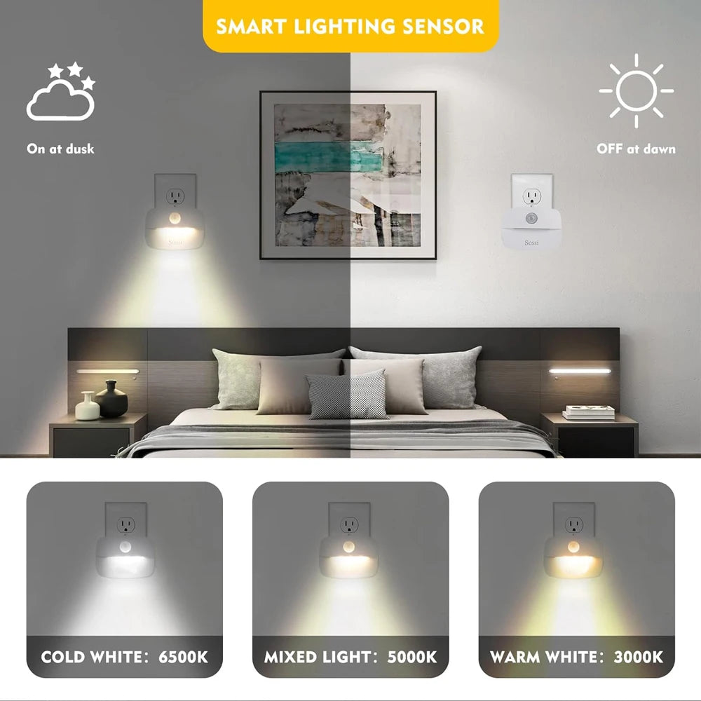 LED Night Light with EU Plug, Smart Motion Sensor, 220V