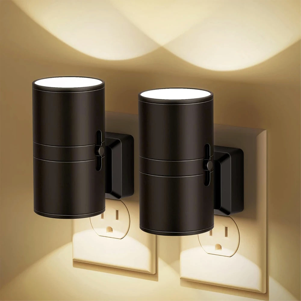 Cylindrical Night Lights: Dimmable LED Plug-In with Sensor