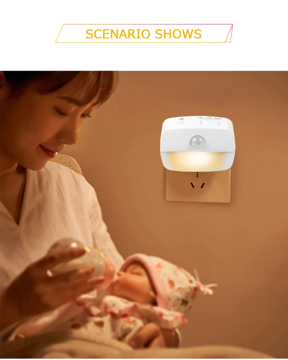 LED Night Light with EU Plug, Smart Motion Sensor, 220V
