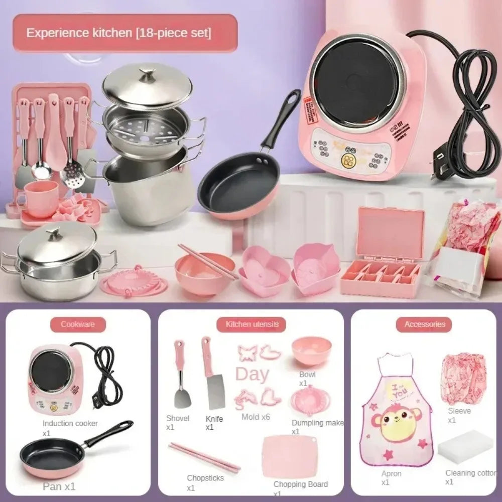 New Mini Kitchen Real Cooking Full Set of Cooking Play house toy kids