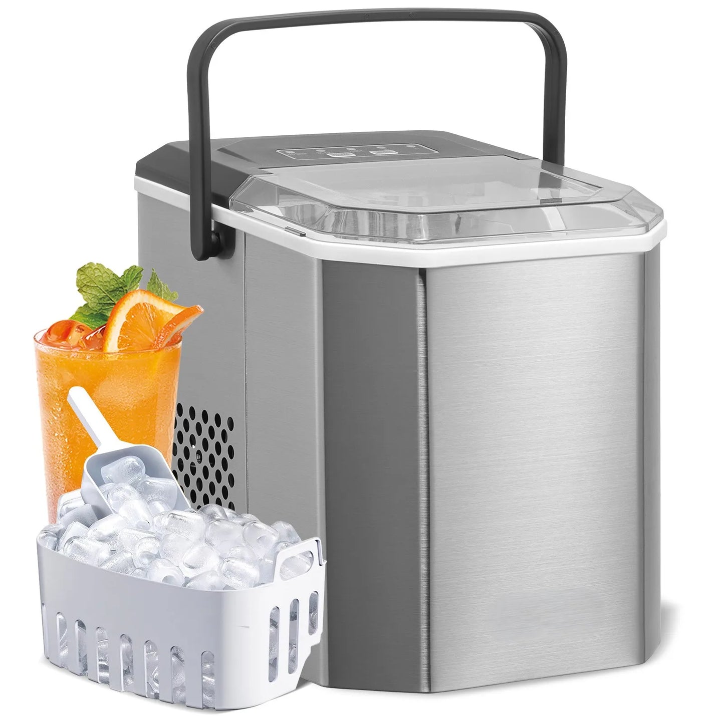 SucceBuy Portable Ice Maker: 9-Cube, 6-Min Fast Ice, 26 lb/24h, Self-Cleaning