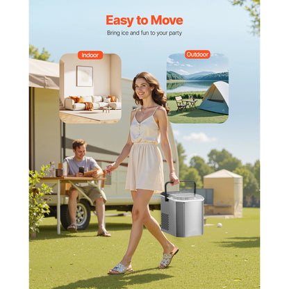 SucceBuy Portable Ice Maker: 9-Cube, 6-Min Fast Ice, 26 lb/24h, Self-Cleaning