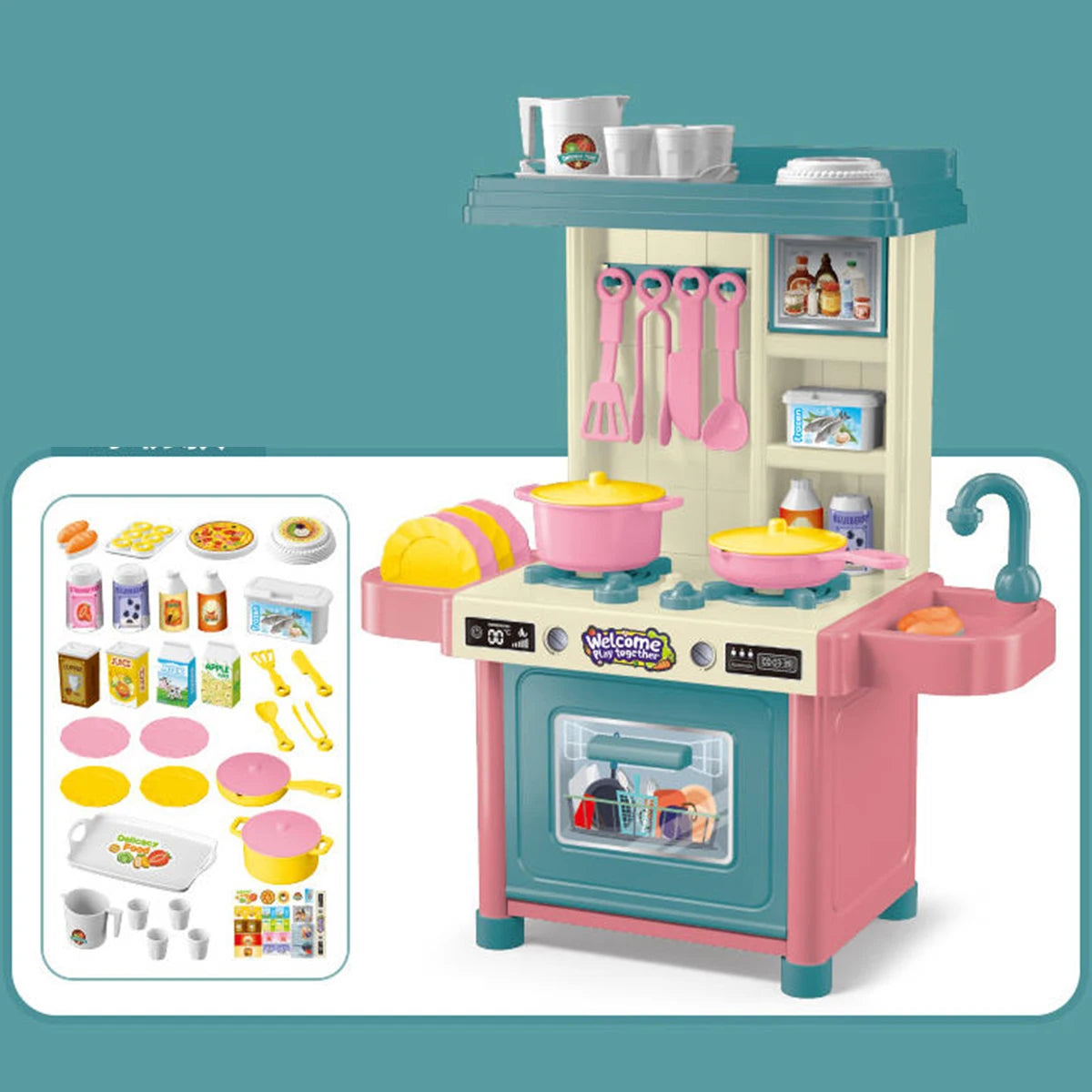 Kids Play House Kitchen Set 53PCS – Mini Cooking Toys